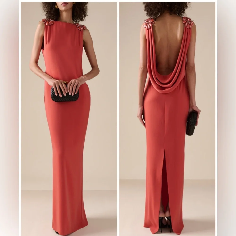 Zuhair Murad Embellished Draped Cady Gown Maxi Crystal Dress
